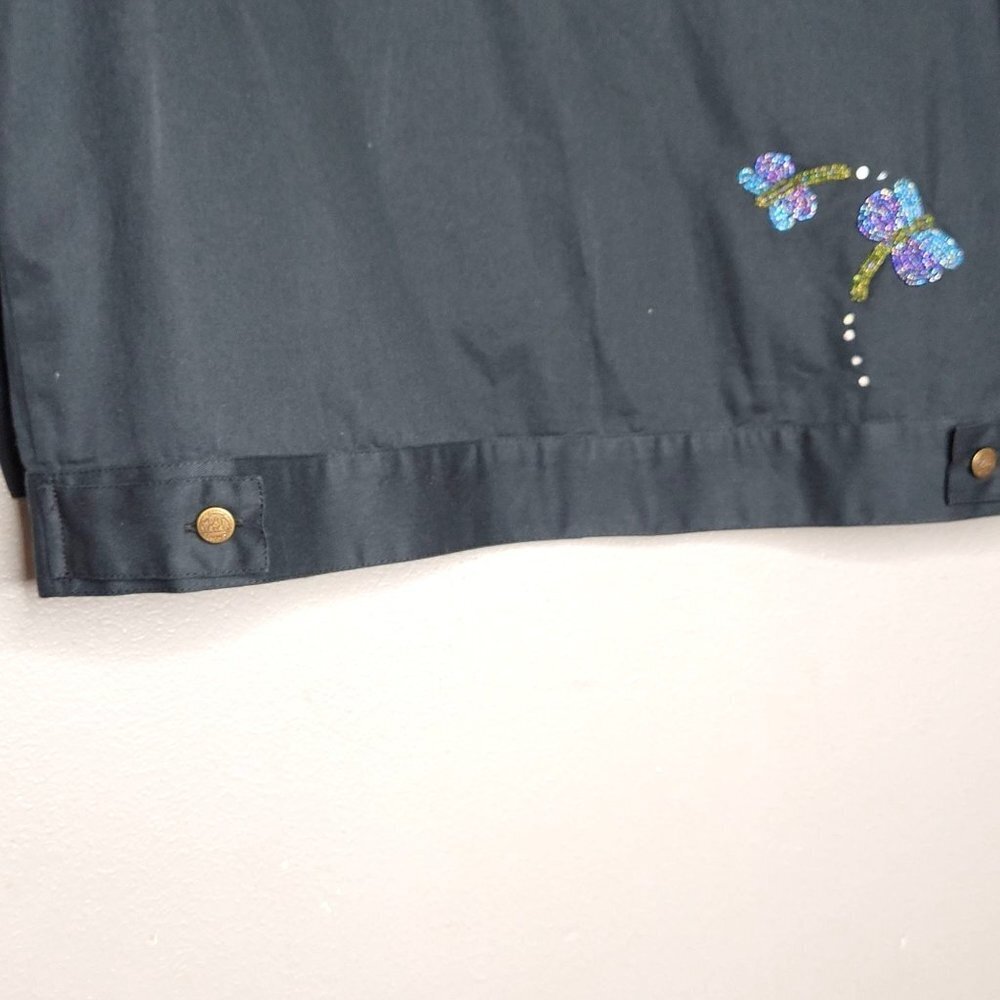 Quacker Factory Women's L Button Up Shacket Shirt Dragonflies Artsy Art to Wear - Picture 9 of 9